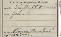 Etiketten zu Gold (NHMW-MIN-Aa2541)